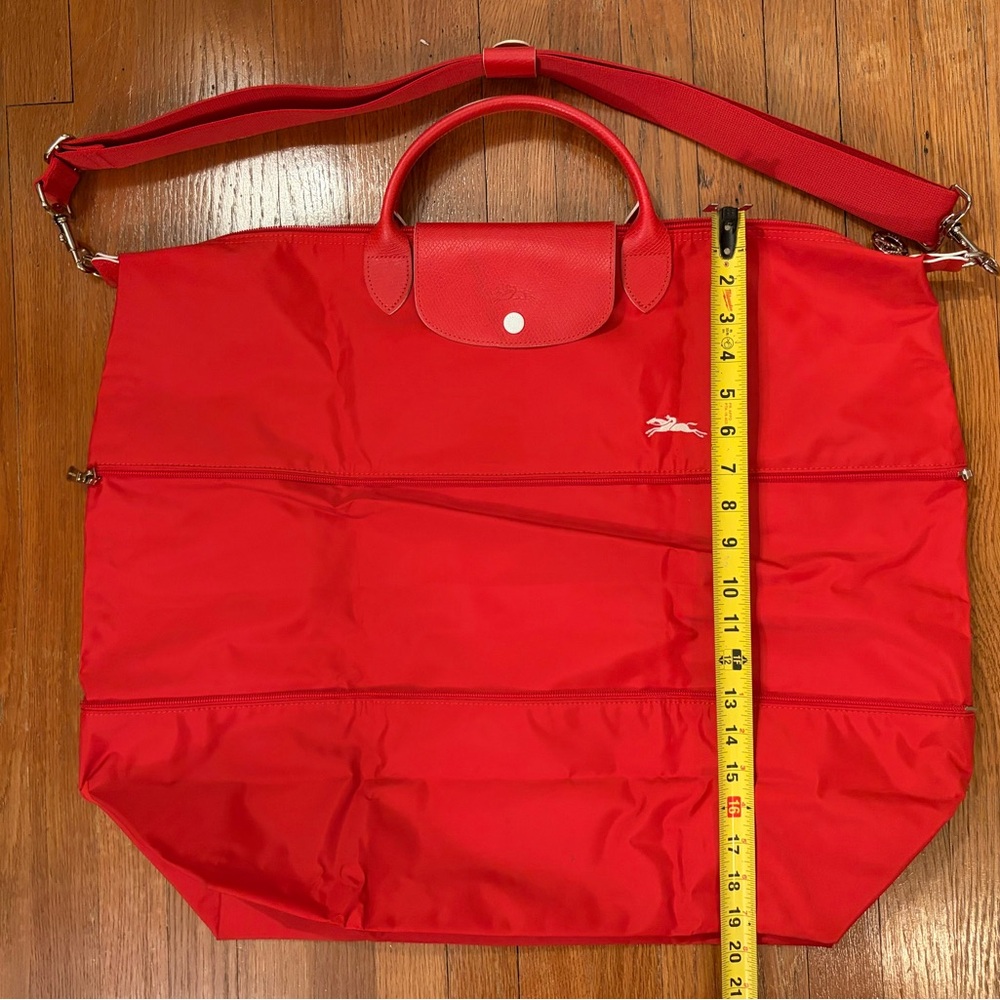 LONGCHAMP Horse Logo Nylon Large Tote Bag Women Red - Picture 2 of 8